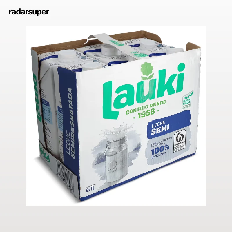 Leche semidesnatada Lauki pack 6 x 1 L