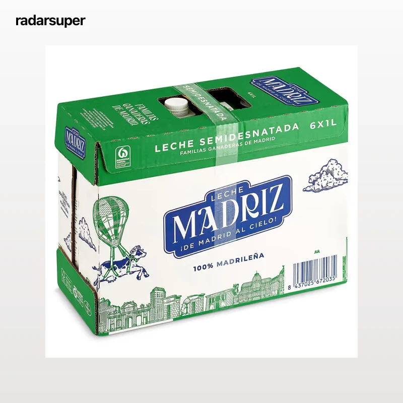 Leche semidesnatada Madriz pack 6 x 1 L