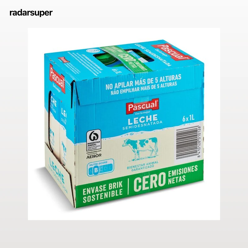 Leche semidesnatada Pascual pack 6 x 1 L