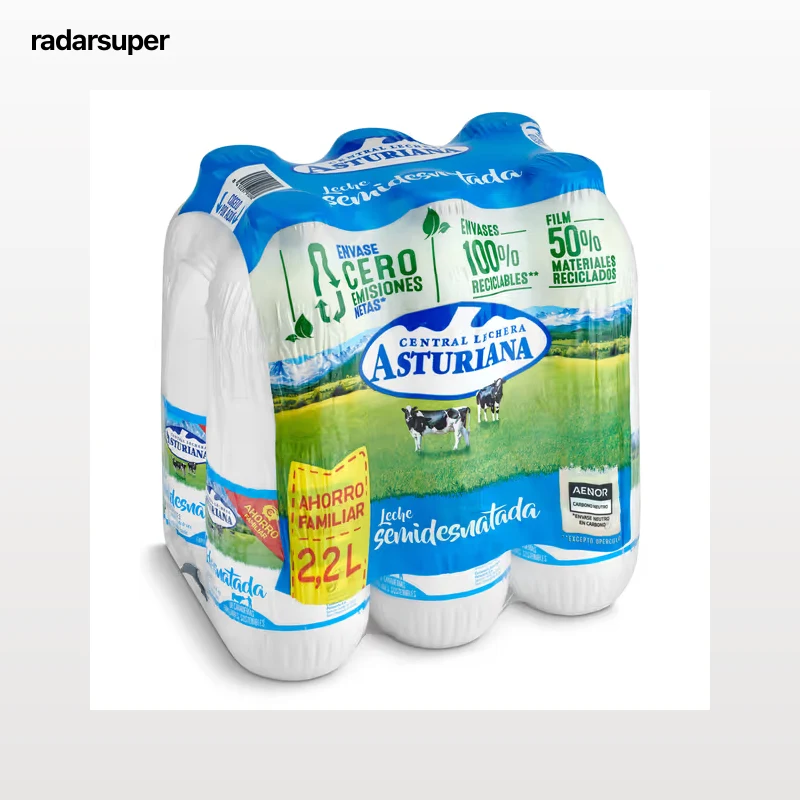 Leche semidesnatada Asturiana pack 6 x 2.2 L