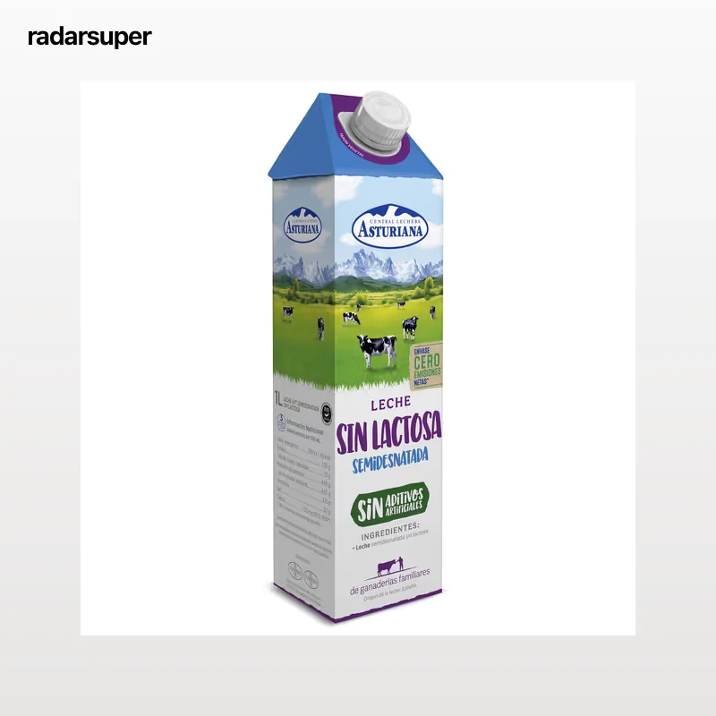 Leche semidesnatada sin lactosa Asturiana 1 L