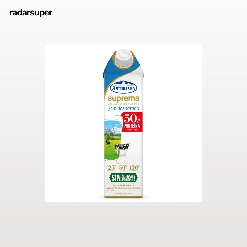 Leche semidesnatada ultrafiltrada Suprema Central Lechera Asturiana sin lactosa brik 1 l.