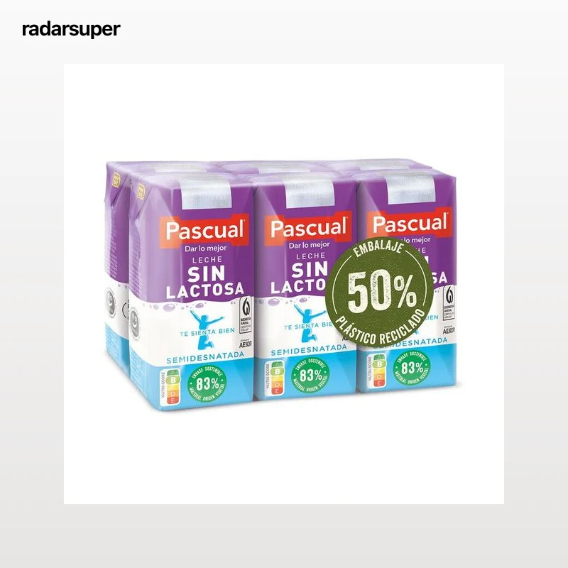 Leche sin lactosa Pascual 200ml Pack 6 Semidesnatada