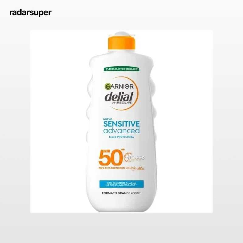 Leche solar proctectora pieles intolerantes al sol FP 50+ Delial 400 ml.