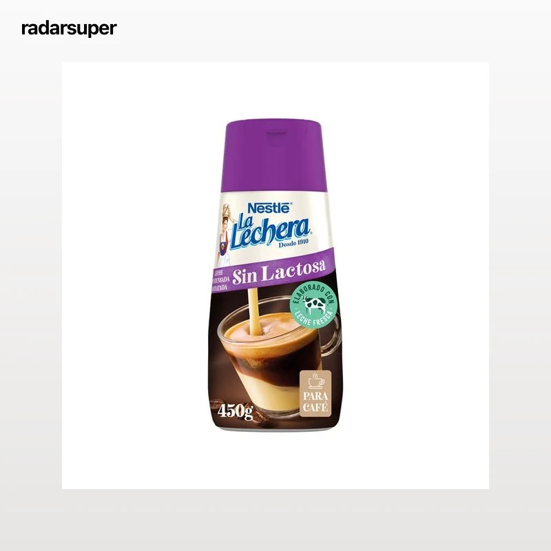 LA LECHERA Leche condensada desnatada y sin lactosa, ideal para el café, nestlé LA LECHERA 450 g.