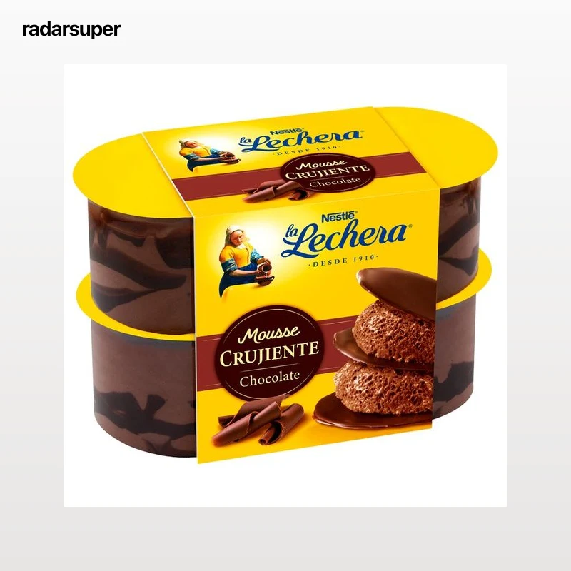LA LECHERA Mousse crujiente de chocolate de Nestlé 4 x 57 g.