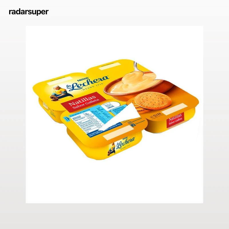 LA LECHERA Natillas con sabor a galleta, elaboradas sin conservantes LA LECHERA de Neslté 4 x 115 g.