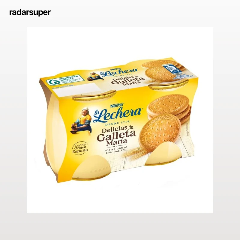 LA LECHERA Postre lácteo (Delicias) con galleta María LA LECHERA de Nestlé 2 x 125 g.