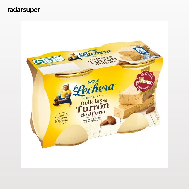 LA LECHERA Postre lácteo (Delicias) con sabor a turrón LA LECHERA de Nestlé 2 x 125 g.