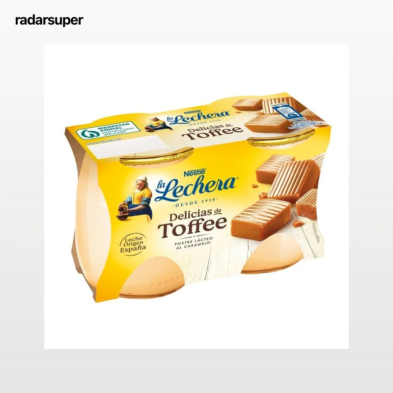 LA LECHERA Postre lácteo (Delicias) de toffee LA LECHERA de Nestlé 2 x 125 g.