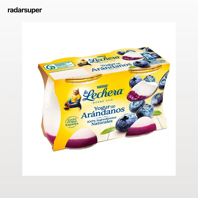 LA LECHERA Yogur con arándanos y leche entera de origen España de Nestlé 2 x 125 g.
