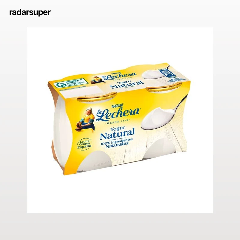LA LECHERA Yogur cremoso natural elaborado con leche entera de vaca de origen español de Nestlé 2 x 125 g.
