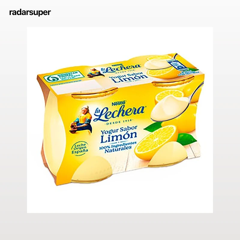 LA LECHERA Yogur cremoso con sabor a limón elaborado con leche entera de origen España de Nestlé 2 x 125 g.