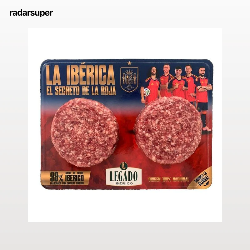 LEGADO IBERICO Hamburguesa de cerdo ibérico con secreto ibérico  2x120 g. La ibérica. El secreto de la roja. Selección Española.