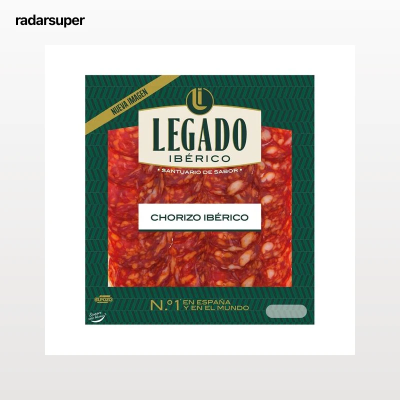 LEGADO IBÉRICO de El Pozo Chorizo ibérico, elaborado sin gluten y cortado en finas lonchas 75 g.
