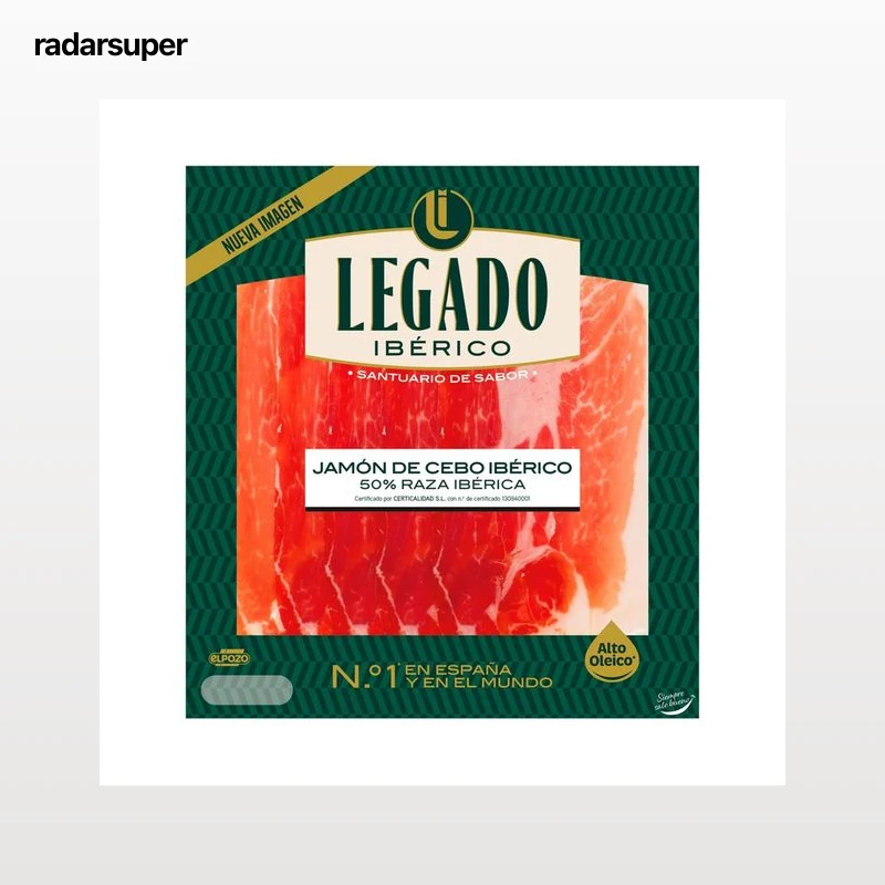 LEGADO IBÉRICO de El Pozo Jamón de cebo ibérico (50% raza ibérica), cortado en lonchas finas con separador de 60 g.