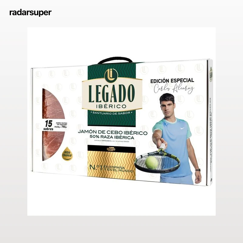 LEGADO IBÉRICO de El Pozo Maletín con 15 sobres (50 g.) jamón de cebo ibérico (50% raza ibérica), cortado en lonchas 750 g.