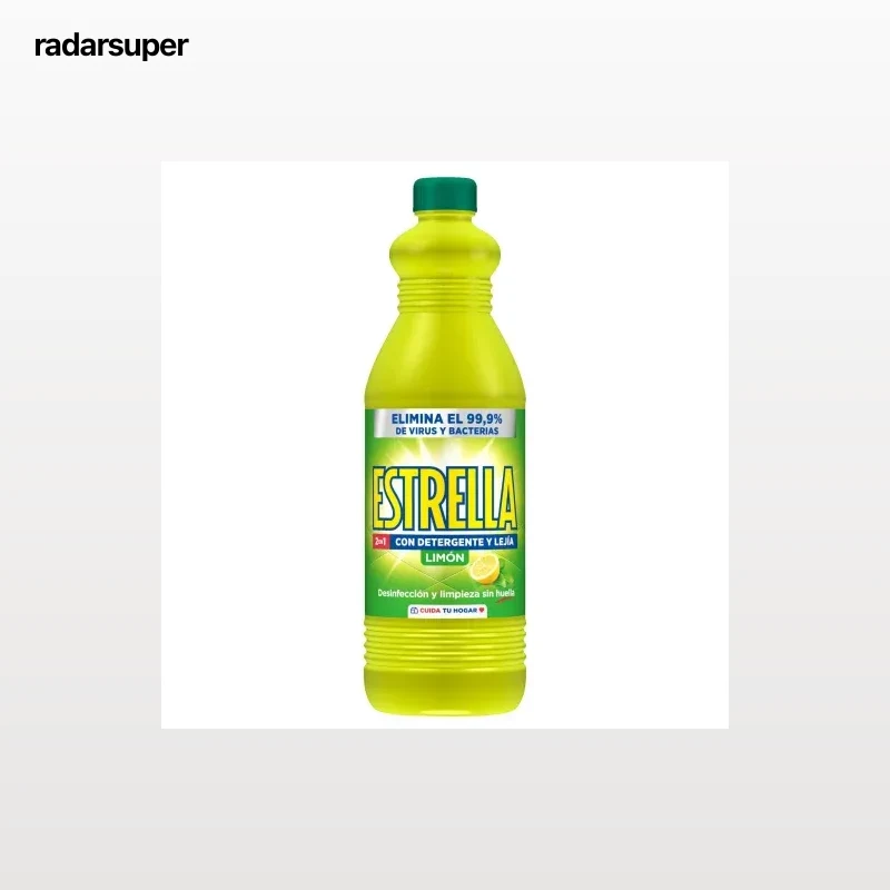 Lejía hogar con detergente frescor limón Estrella 1,43 l.