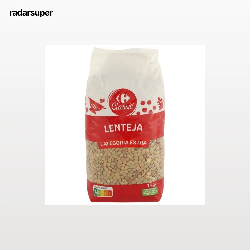 Lenteja categoría extra Carrefour 1 kg.