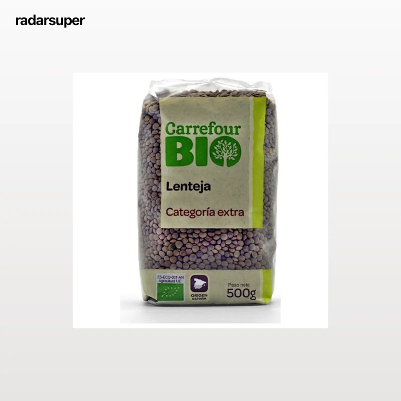 Lenteja categoría extra ecológica Carrefour Bio 500 g.
