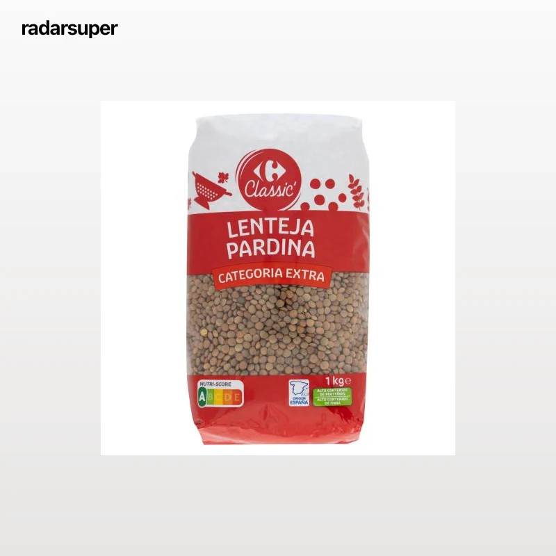 Lenteja pardina categoría extra Classic Carrefour 1 kg.