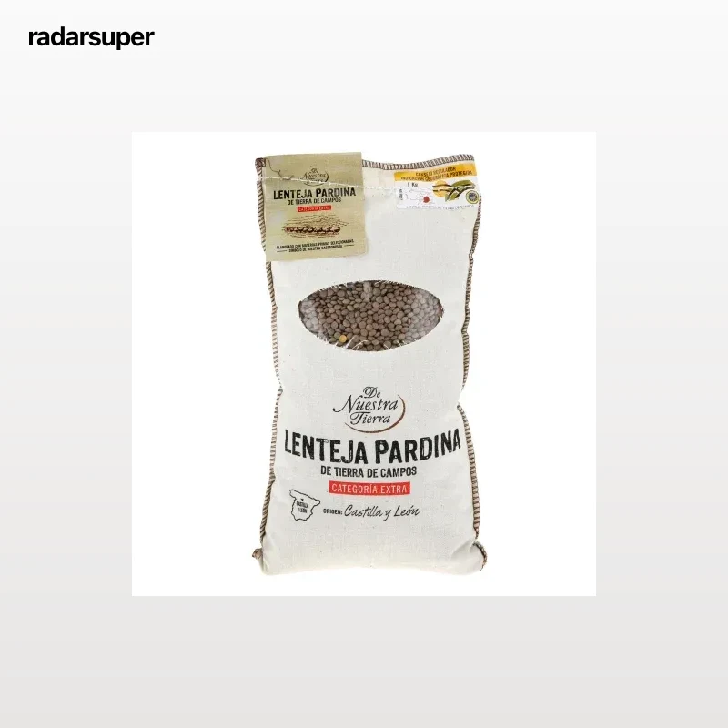 Lenteja pardina categoría extra De Nuestra Tierra 1 kg.