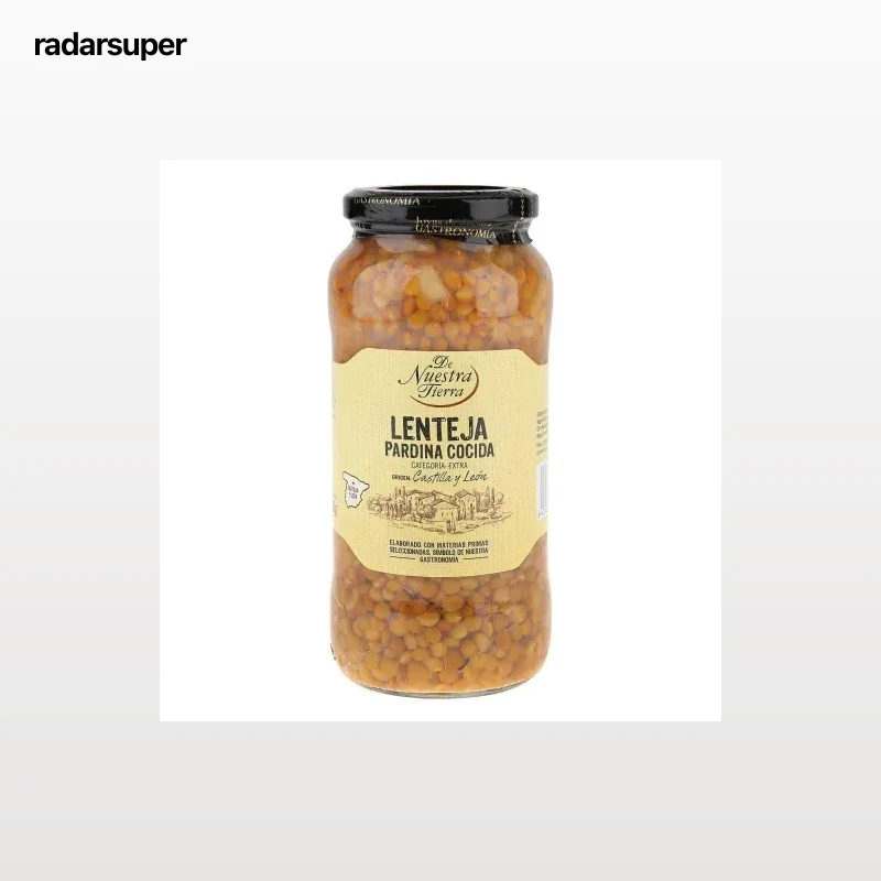 Lenteja pardina cocida categoría extra De Nuestra Tierra 400 g.