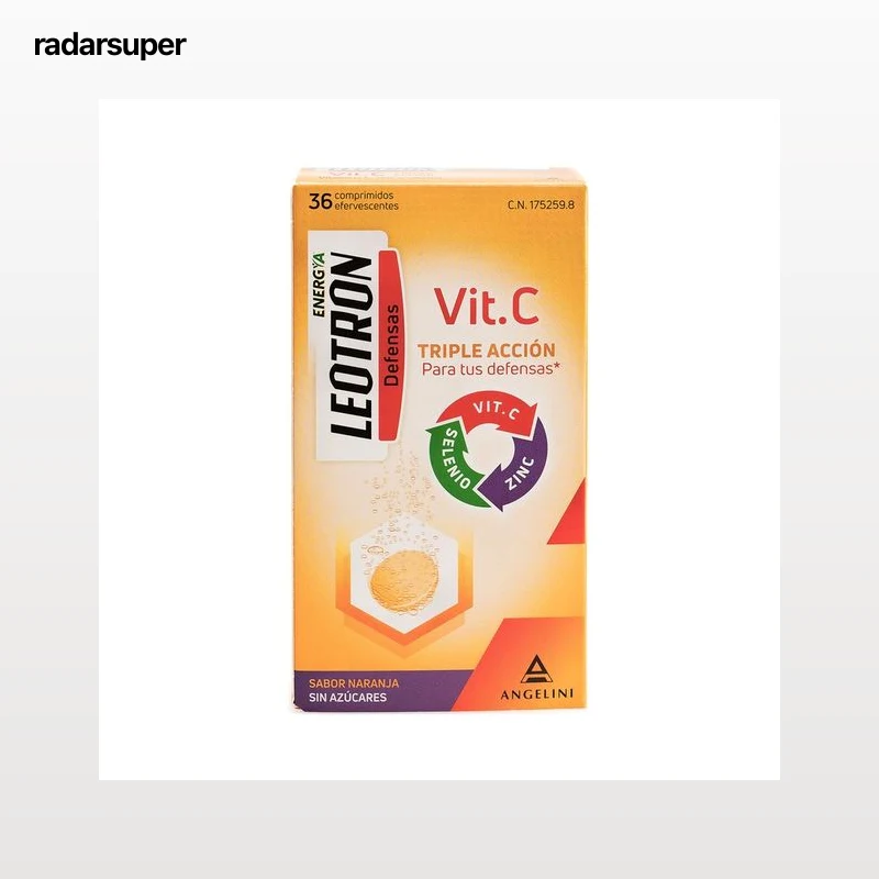LEOTRON Vitamina C en comprimidos efervescentes, con sabor a naranja 36 uds.