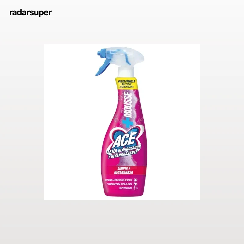 Limpia hogar spray mousse acción lejía blanqueador y desengrasante spray Ace 700 ml.