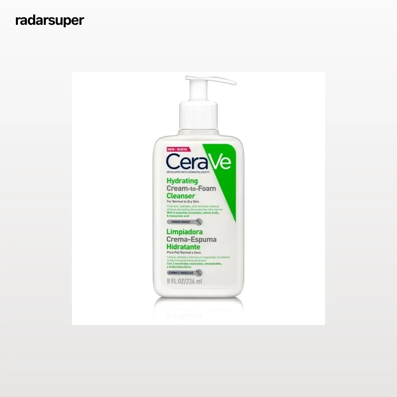 Limpiadora crema-espuma hidratante CeraVe 236 ml.