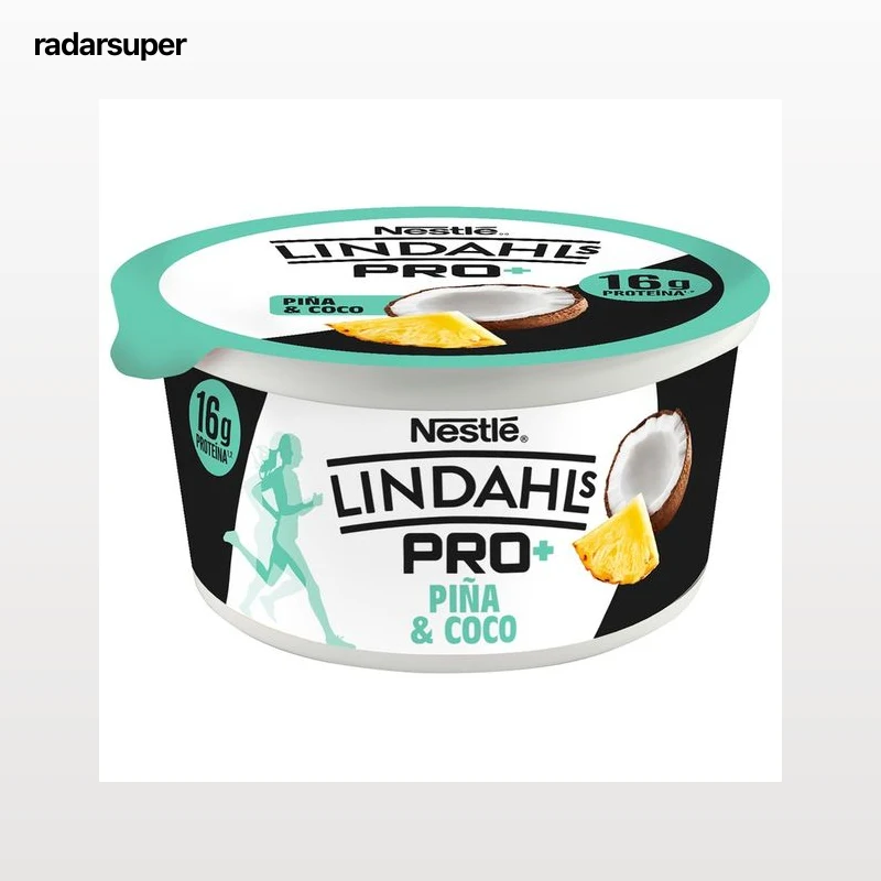 LINDAHLS Pro+ de Nestlé Producto lácteo con alto contenido en proteínas y sabor a piña y coco 160 g.