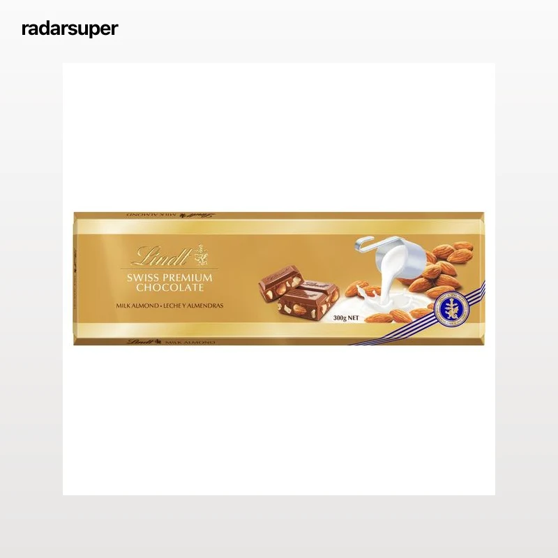LINDT Chocolate con leche y almendras enteras 300 g.