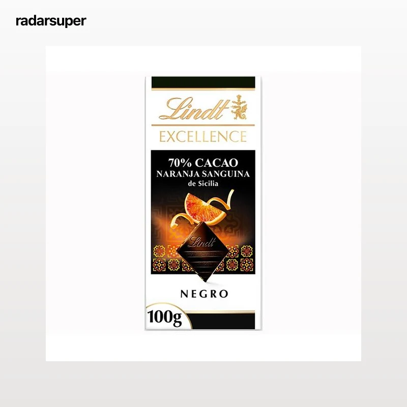 LINDT Chocolate negro 70 % cacao de naranja 100 g.