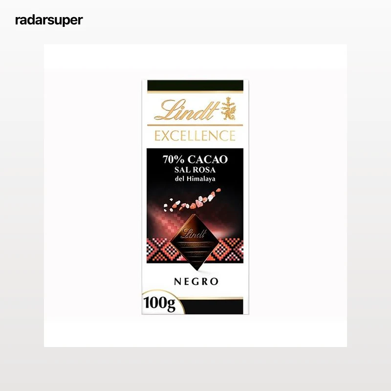 LINDT Chocolate negro 70 % cacao con sal del Himalaya 100 g.