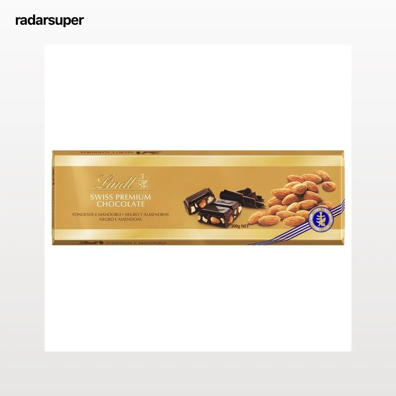 LINDT Chocolate negro con almendras enteras 300 g.