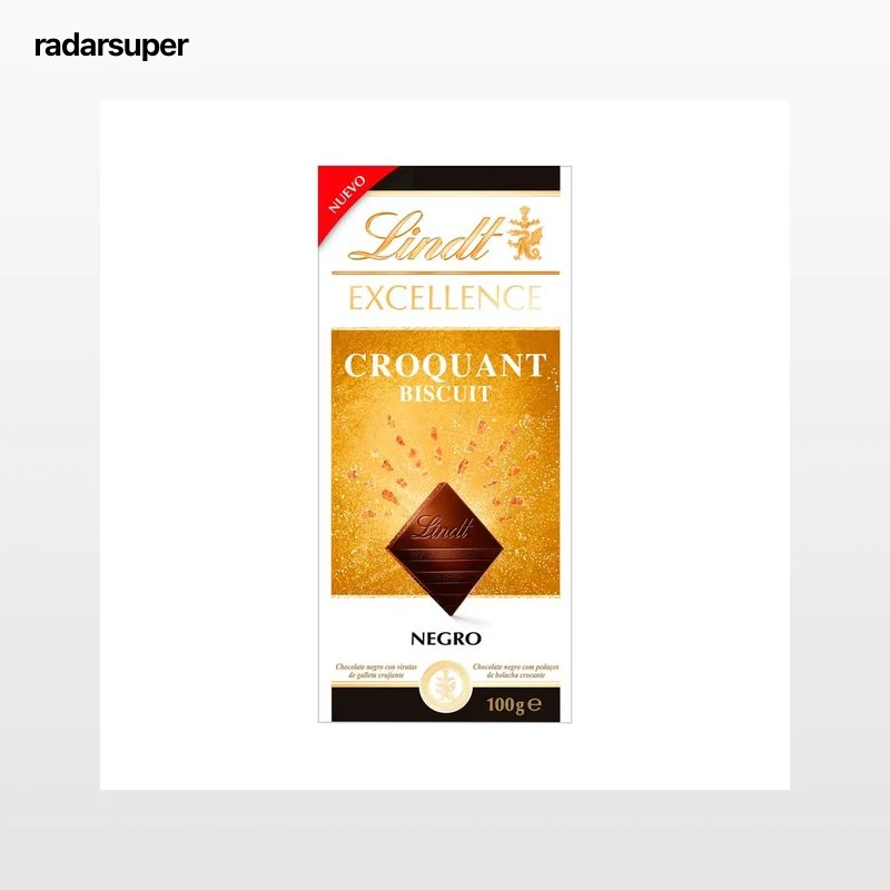 LINDT Chocolate negro excellence croquant biscuit 100 g.