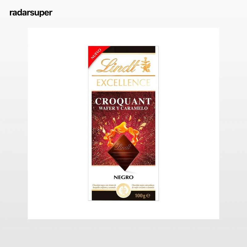 LINDT Chocolate negro excellence croquant wafer y caramelo 100 g.