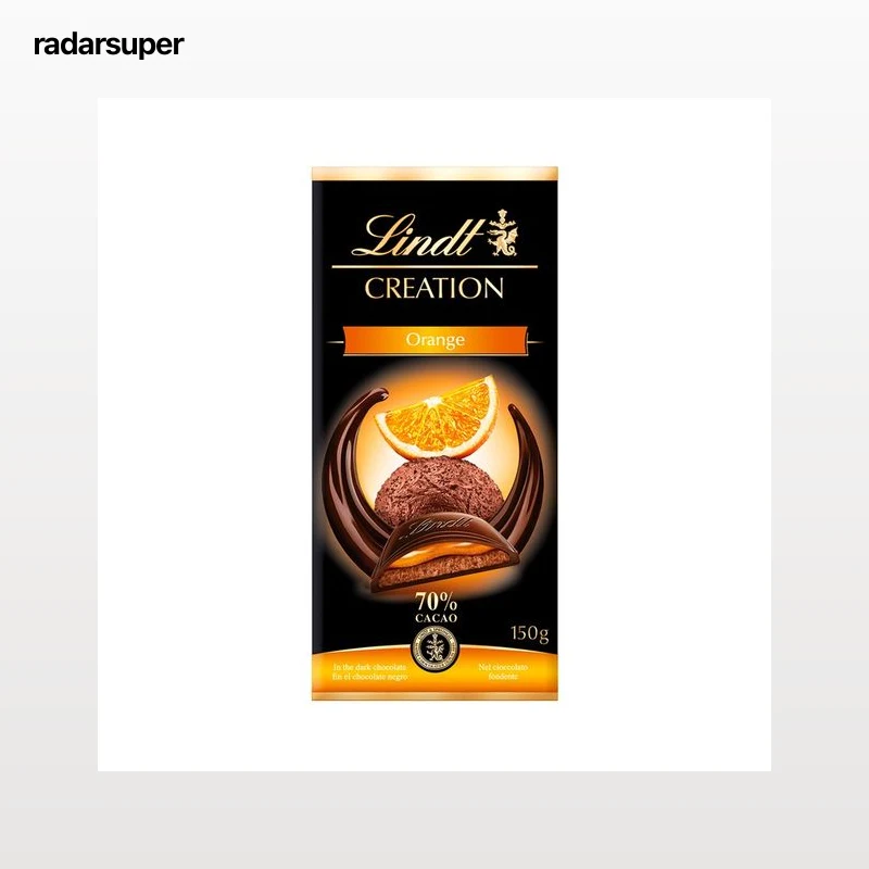 LINDT Chocolate negro con relleno de mousse de chocolate negro y con relleno de naranja 150 g.