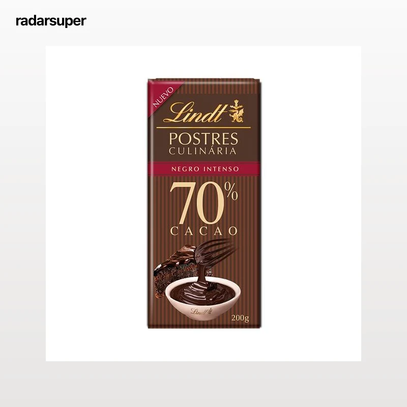 LINDT Chocolate postres negro intenso, 70 % cacao 200 g.