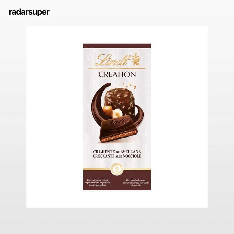 LINDT Creation Chocolate negro crujiente relleno con avellanas 150 g.