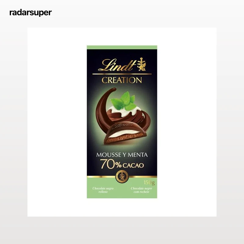 LINDT Creation Chocolate relleno mousse menta, 75 % cacao 150 g.