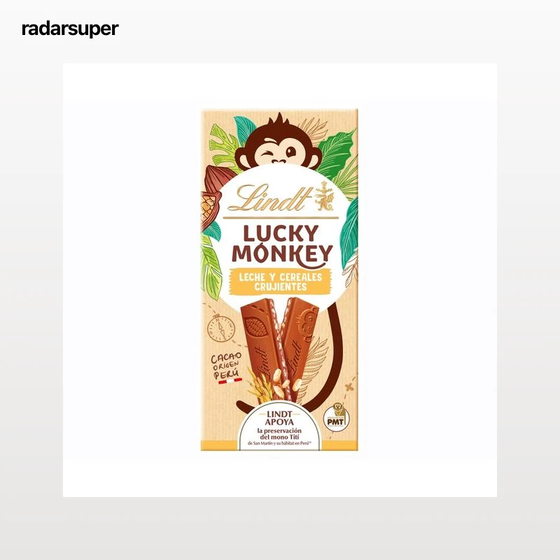 LINDT LUCKY MONKEY Chocolate con leche crispy 100 gr.