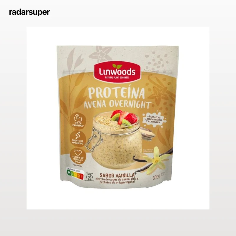 LINWOODS Avena overnight proteína de vainilla 300 g.