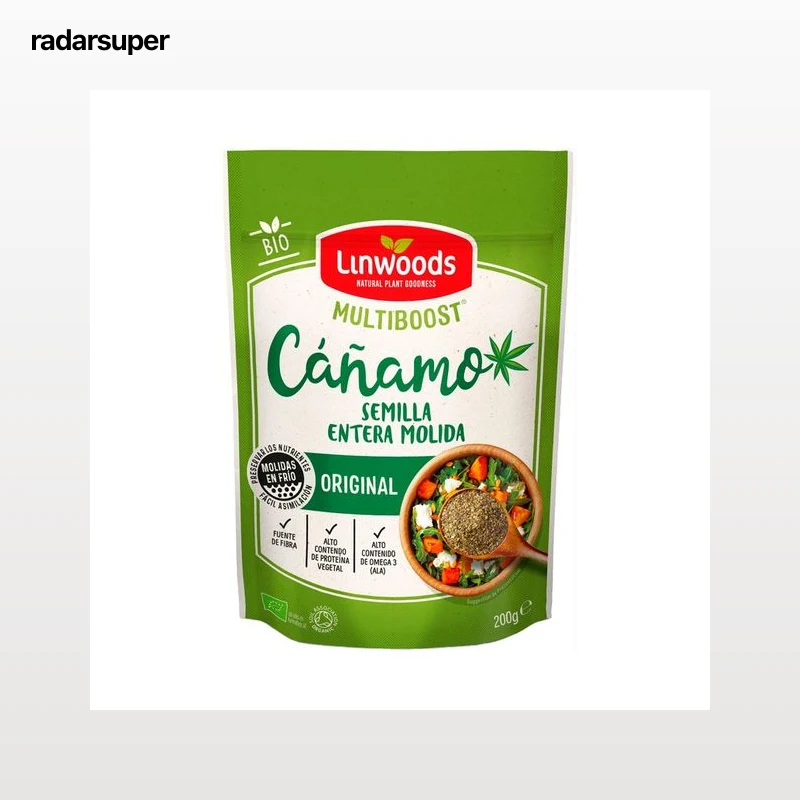 LINWOODS Multiboost Semilla entera molidas en frio de cáñamo ecológico 200 g.