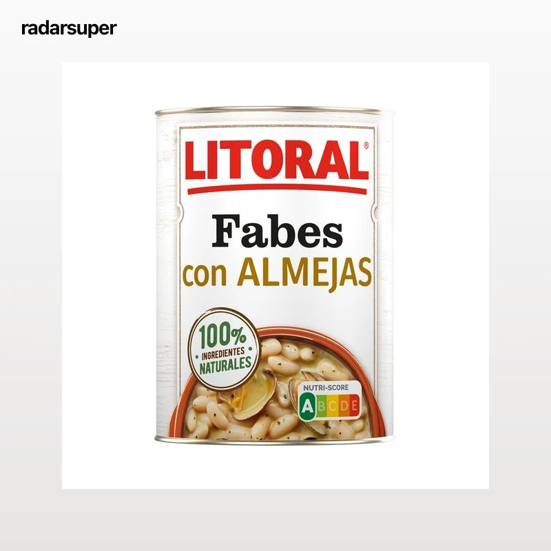 LITORAL Fabes con almejas con ingredientes 100% naturales lata de 440 g.