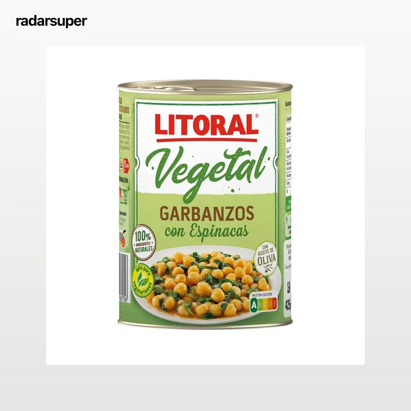 LITORAL Garbanzos con espinacas 425 g.