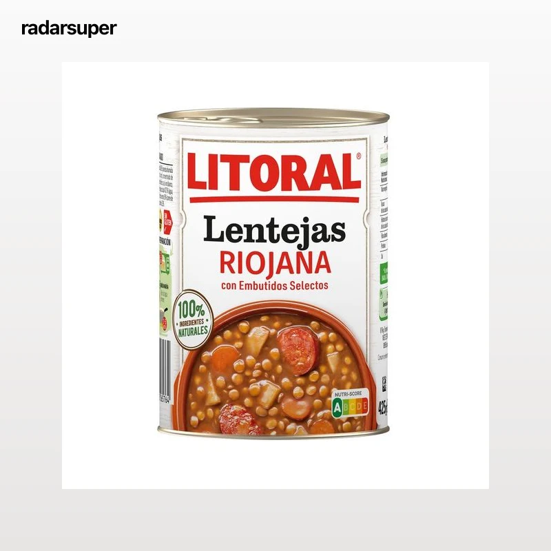 LITORAL Lentejas a la Riojana lata de 425 g.
