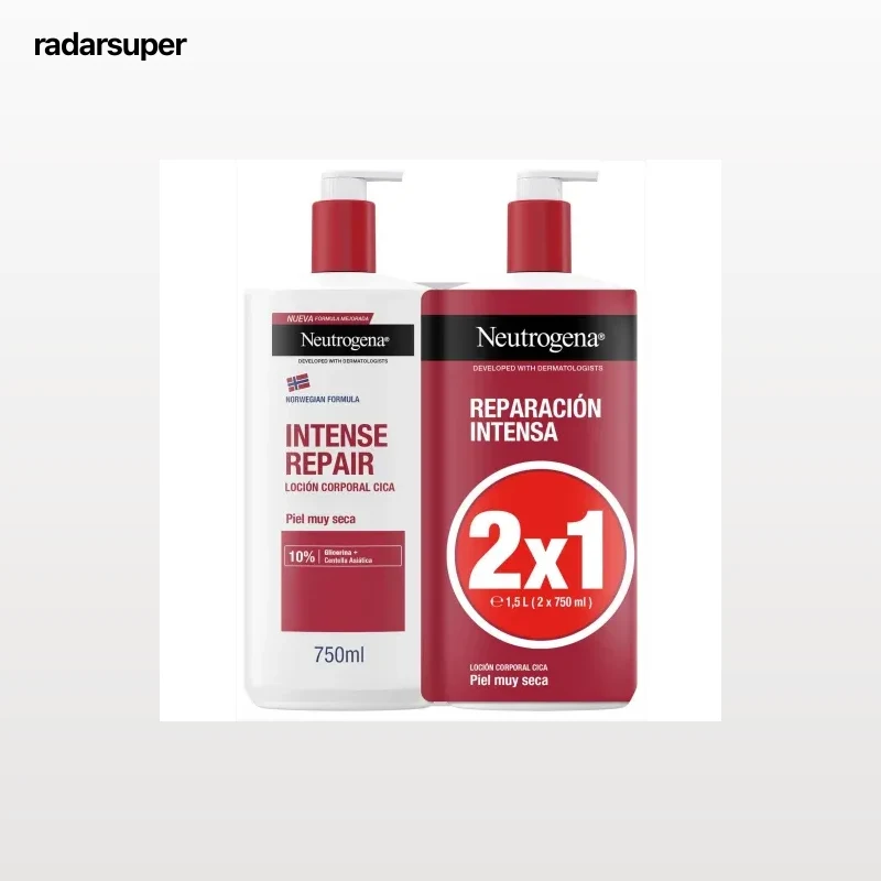 Loción corporal cica reparación intensa para piel seca Neutrogena 2 unidades 750 ml.
