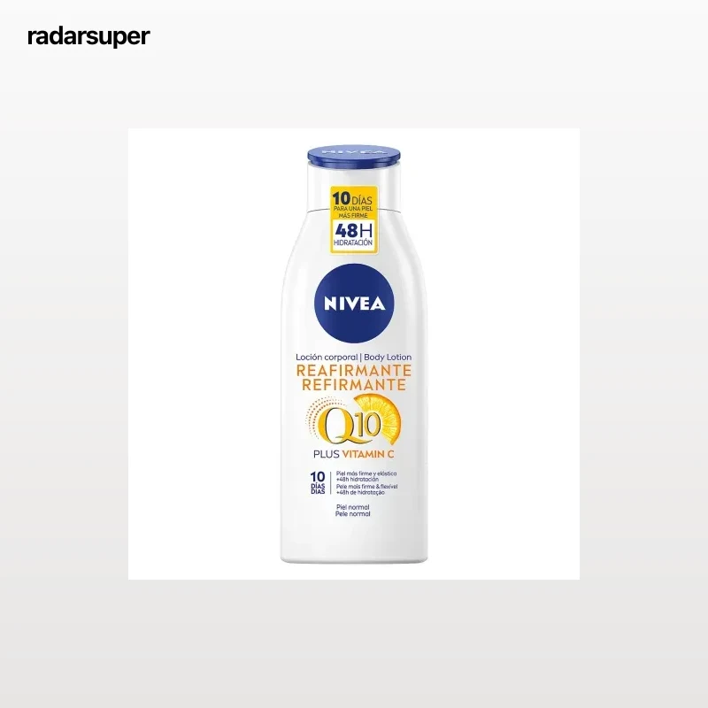 Loción corporal reafirmante con vitamina C para piel normal Nivea Q10 400 ml.