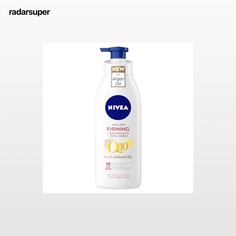 Loción corporal reafirmante hidratante con aceite de argán Nivea Q10 400 ml.